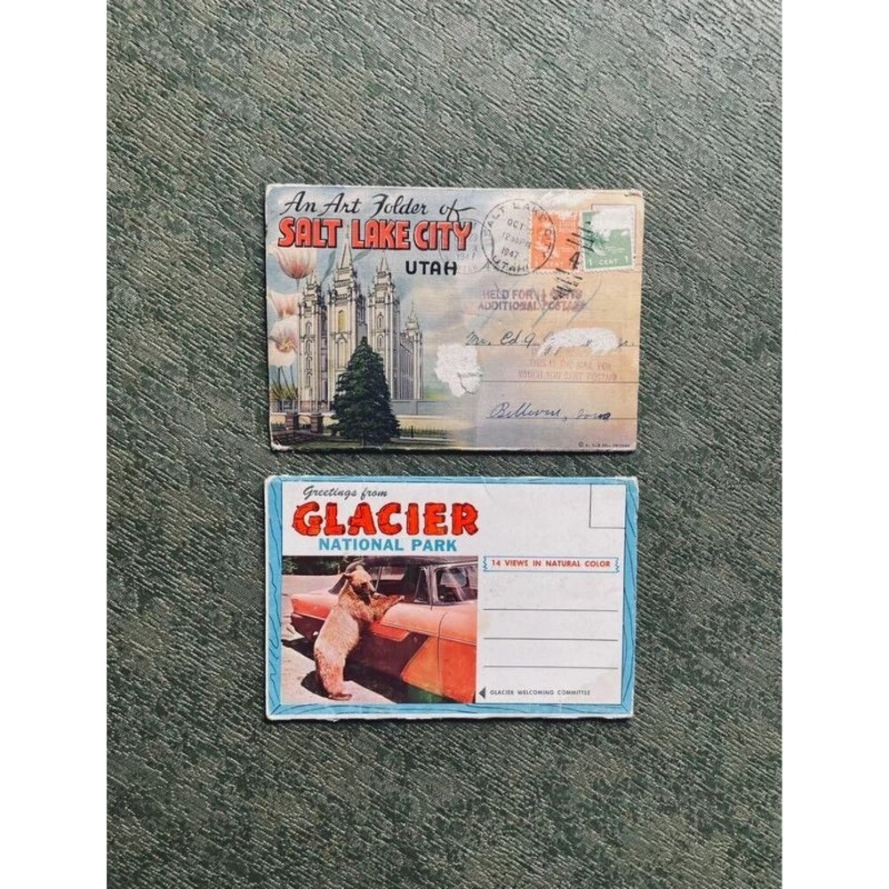 1947 Vintage Salt Lake City & Glacier National Park Souvenir Postcard Folders